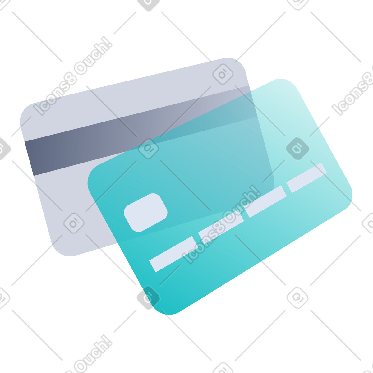 Bank card front and back, E-commerce payment method illustration in Lucent style download in PNG, SVG