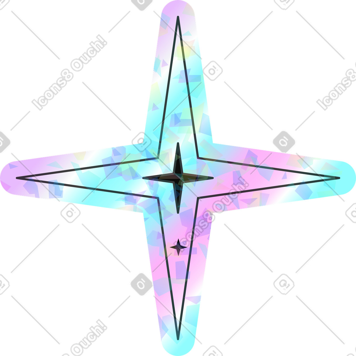 Holostickers スタイルの Star のイラストをPNG、SVG形式でダウンロード
