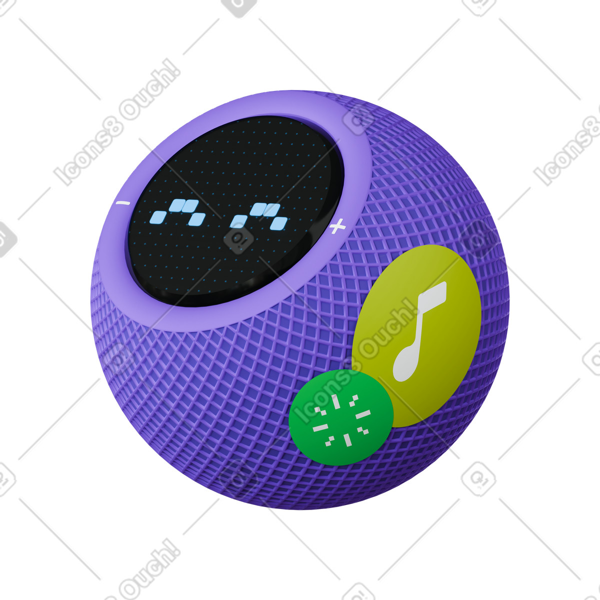 Ilustración Round purple smart speaker en estilo 3D Stickle a descargar en PNG y SVG