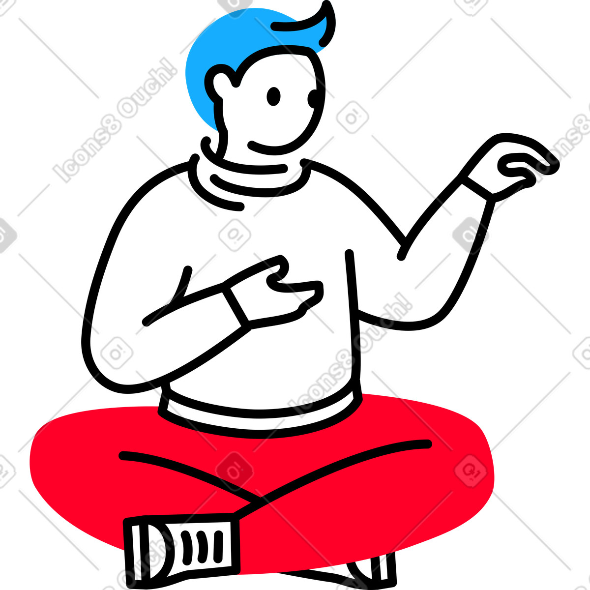 Transistor スタイルの あぐらをかいて座っている男 のイラストをPNG、SVG形式でダウンロード