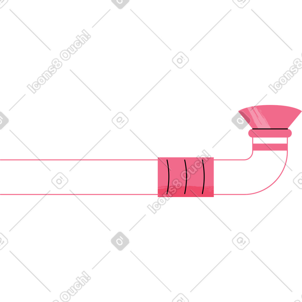 Pipe with one bend illustration in Juicy style download in PNG, SVG