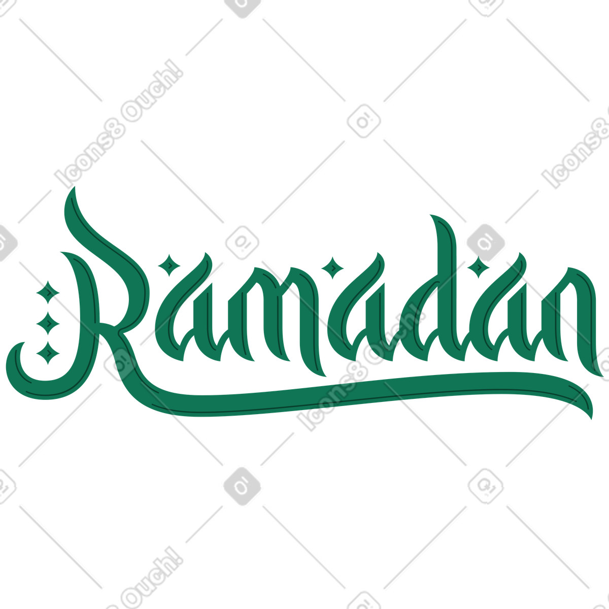 Illustration Lettrage ramadan avec texte étoiles dans le style Lettering à télécharger aux formats PNG, SVG