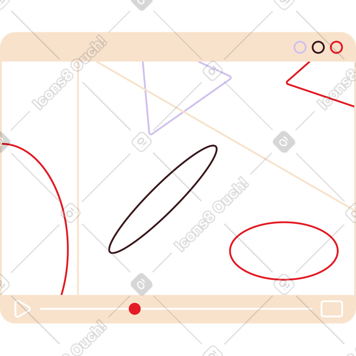 Ilustración Reproductor multimedia en el navegador estilo Folks a descargar PNG y SVG