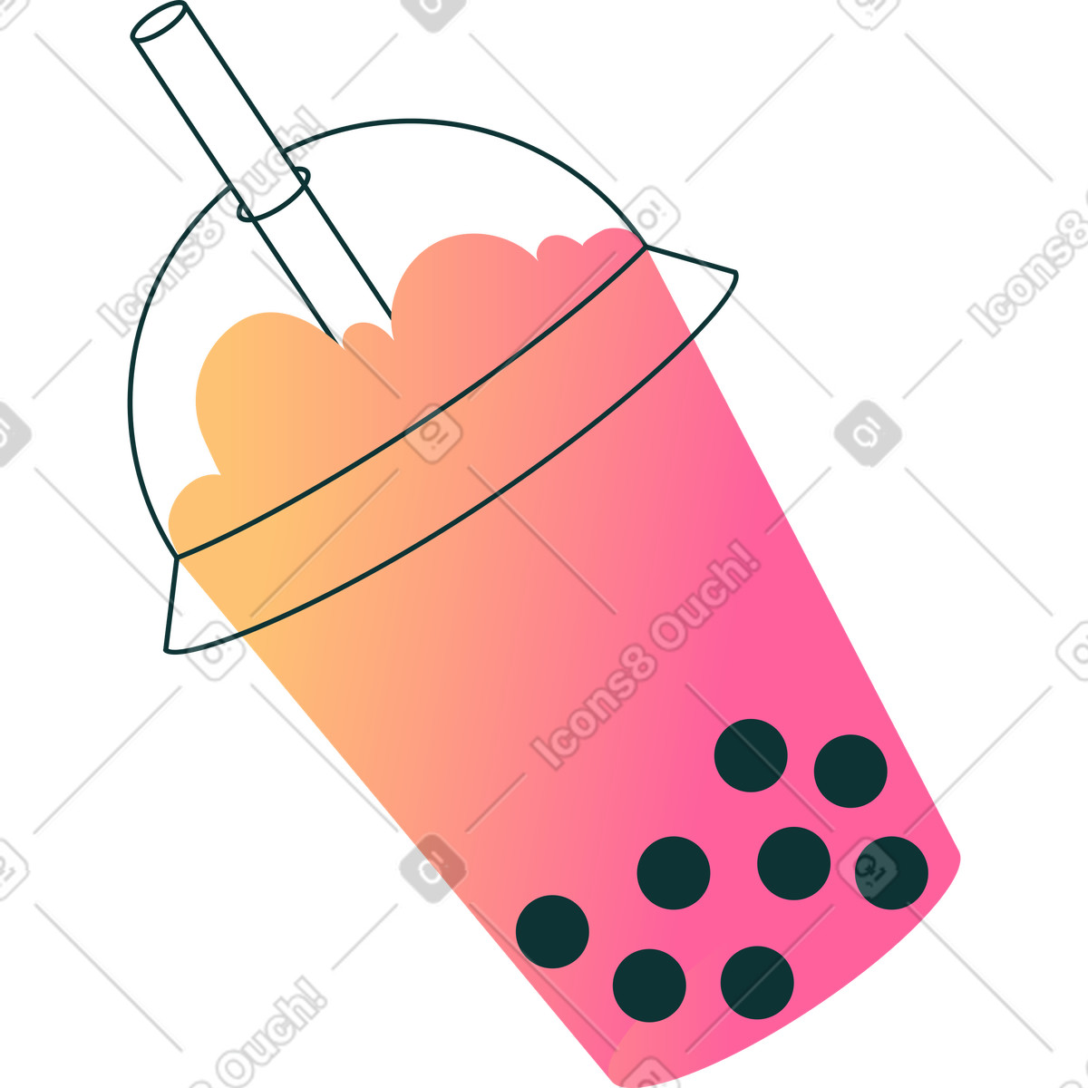 Rosa boba-tee-Illustration im Florid-Stil als Download in PNG, SVG