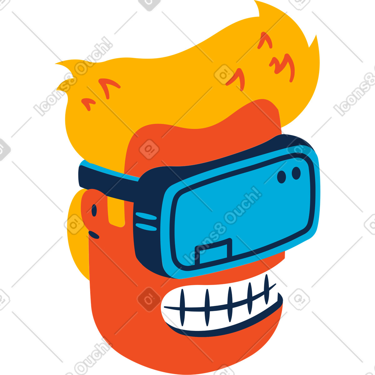 Иллюстрация Head in a vr headset в стиле Flame — скачать в форматах PNG, SVG