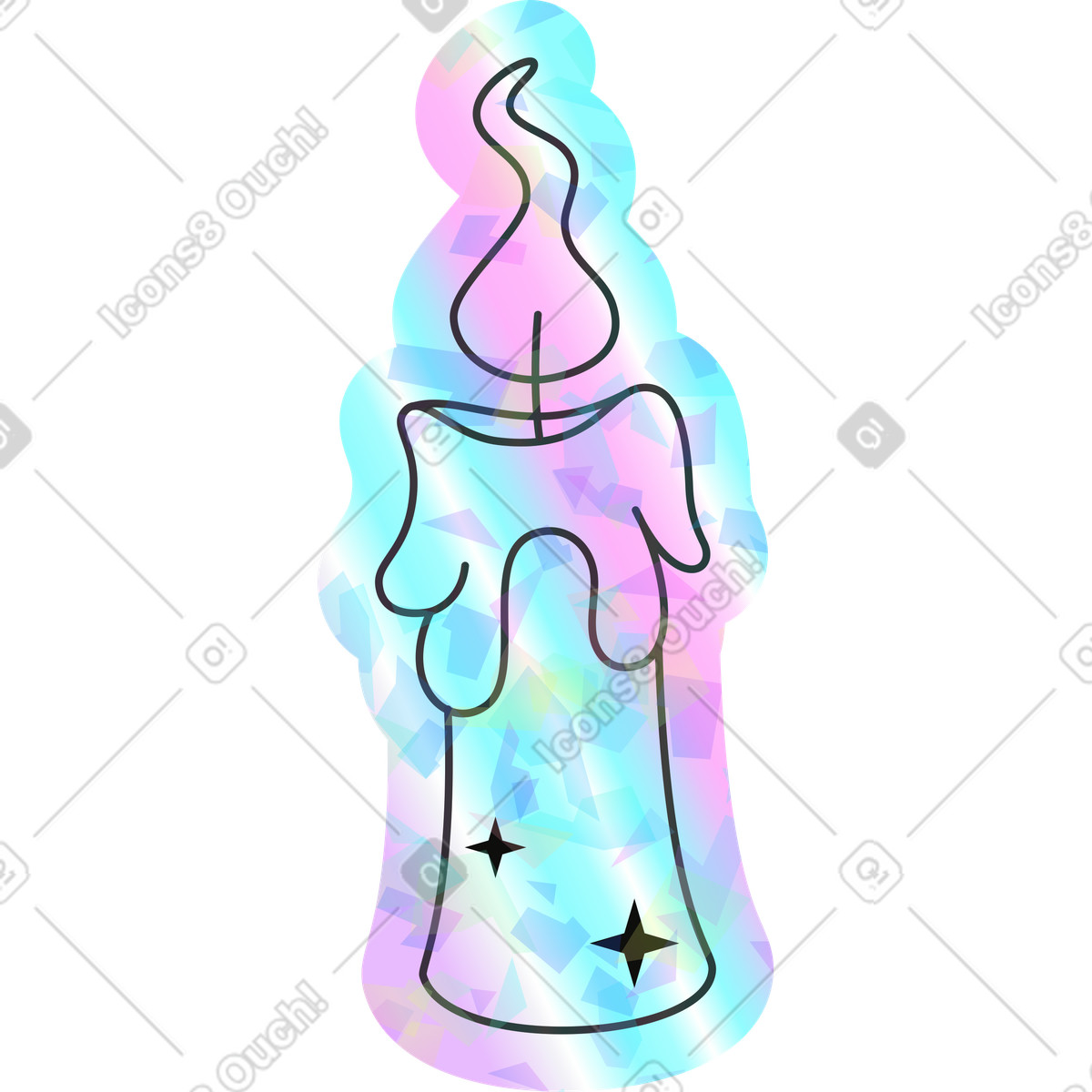 Candle illustration in Holostickers style download in PNG, SVG