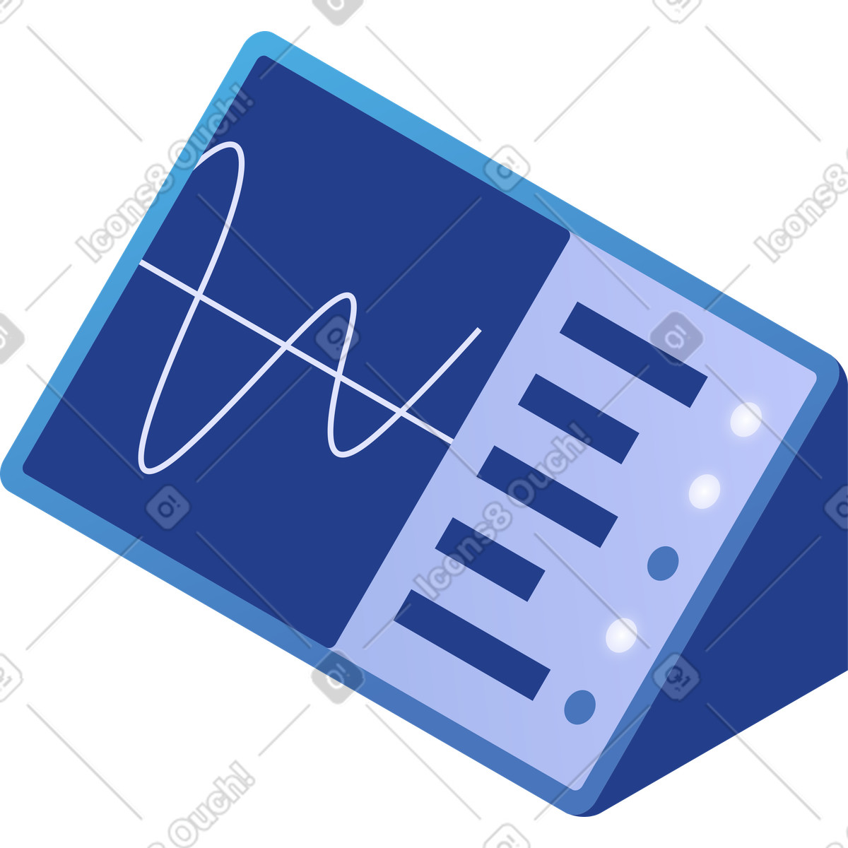 Screen with chart and indicators illustration in Quantum style download in PNG, SVG