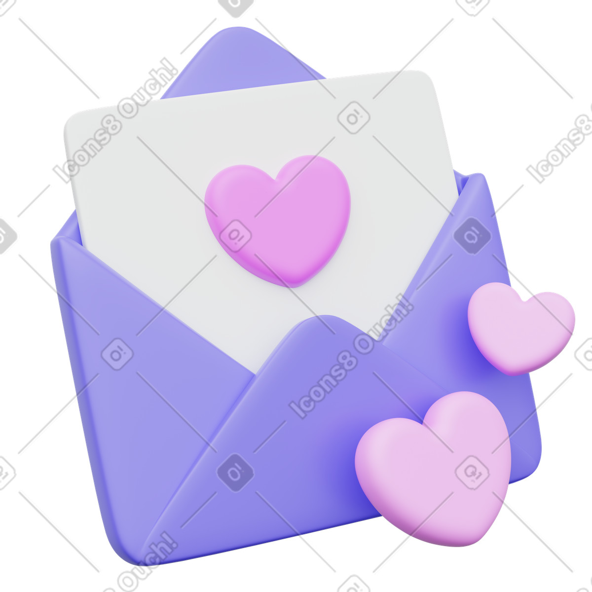 Ilustração de Love letter envelope with pink heart message em no estilo 3D Playful para baixar em PNG, SVG
