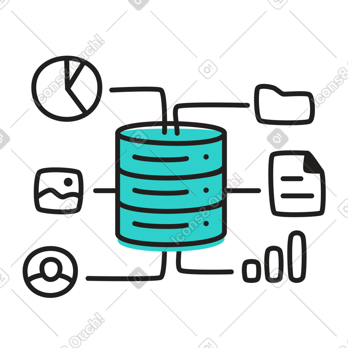 Ilustração de Infraestrutura de big data com data warehouse em PNG e SVG