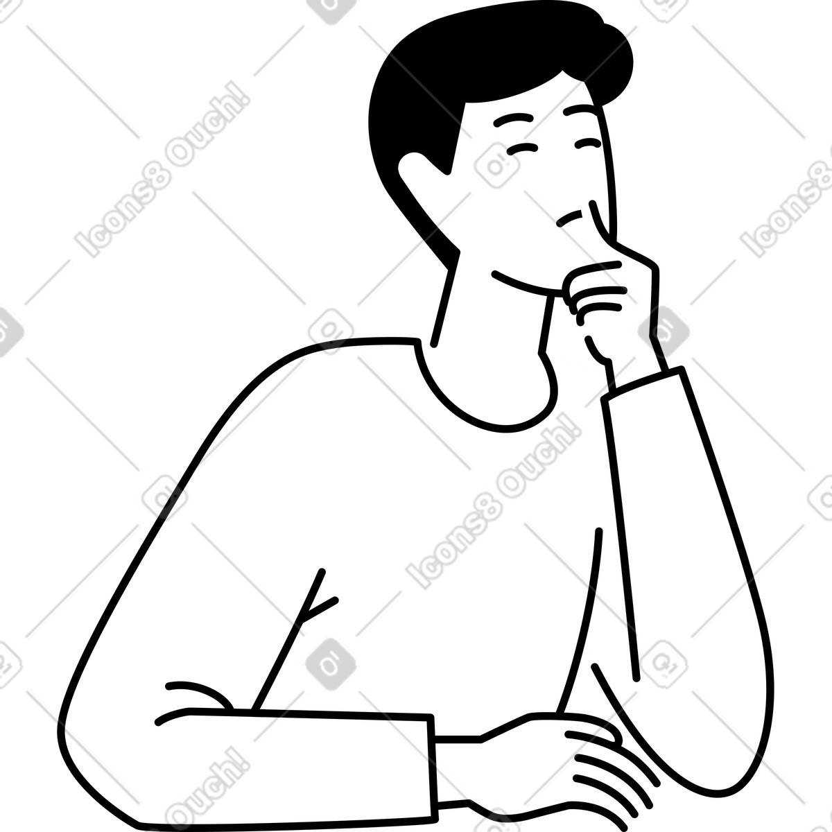 Illustration Homme pensant avec son index sur visage dans le style Weekday à télécharger aux formats PNG, SVG