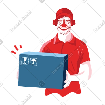Delivery man with cardboard box PNG, SVG