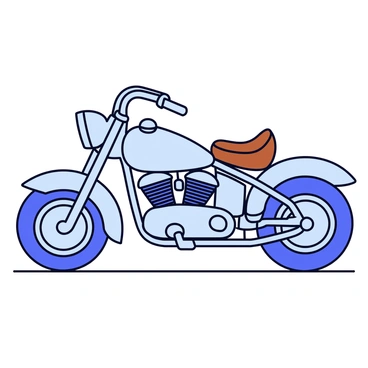 A classic vintage motorbike with a shiny chrome frame and chrome accents. The motorbike features a comfortably padded brown leather seat that contrasts with the metallic elements. The handlebars are slightly curved, providing a sleek look. The wheels have thick tires, adding to the robust appearance of the bike. The motorbike is positioned on a smooth, flat surface.