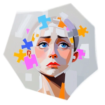 A close-up view of a puzzle with various mismatched pieces that come together to form a distorted and confused person's face. The pieces are colorful and varied in shape, some depicting eyes, a mouth, and fragments of hair, but none align perfectly. The background is a soft, neutral color that highlights the chaotic arrangement of the puzzle pieces. The puzzled expression of the face is made up of the disjointed pieces, conveying a sense of confusion and disorder.