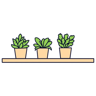 A kitchen countertop with pots of fresh herbs like mint, basil, and parsley ready for cooking.