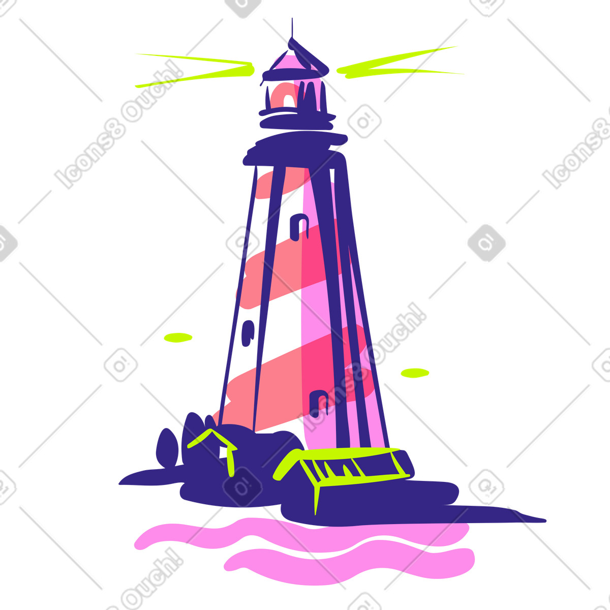 Illustration Phare sur le rivage dans style Glam à télécharger aux formats PNG, SVG