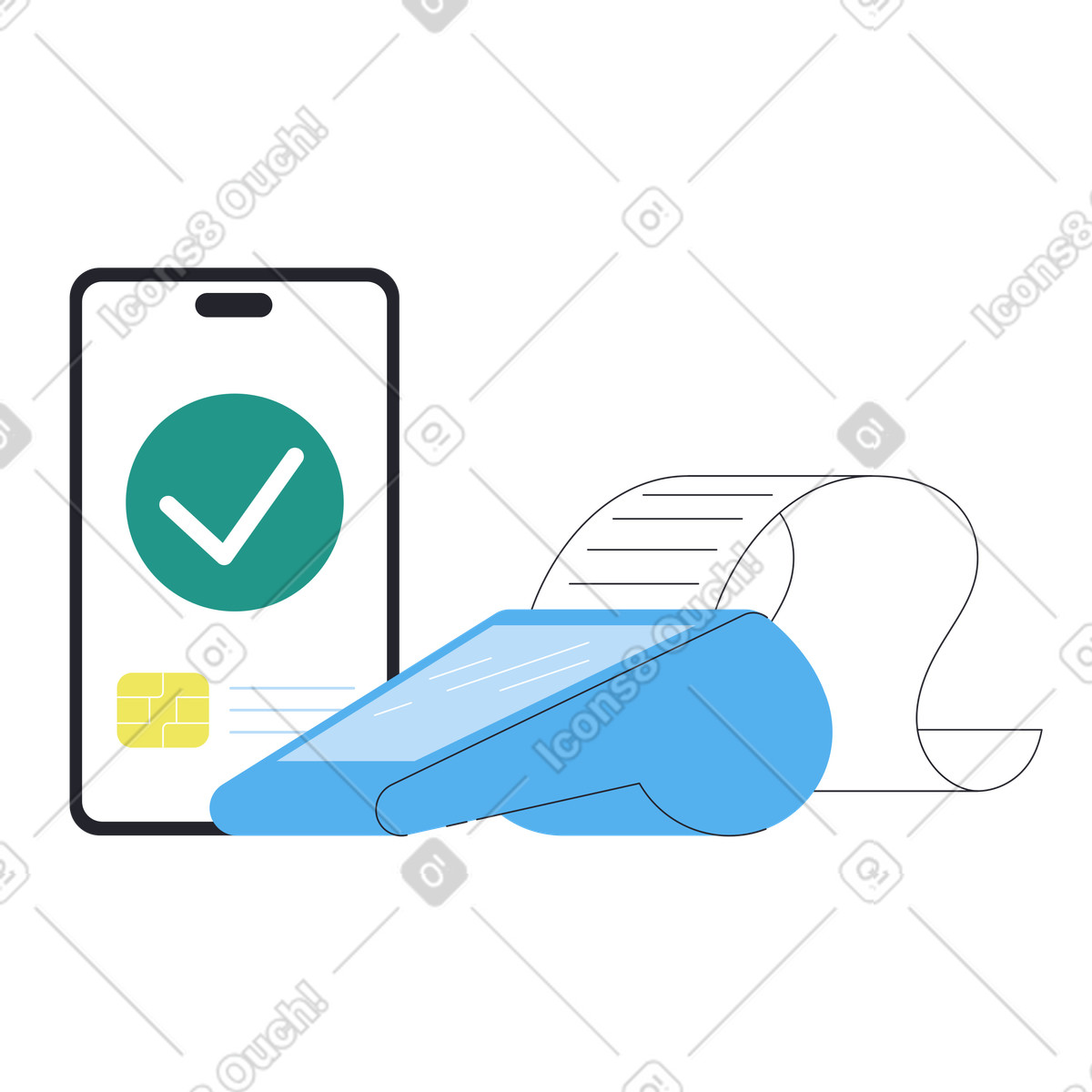 Contactless payment by mobile phone illustration in PNG, SVG