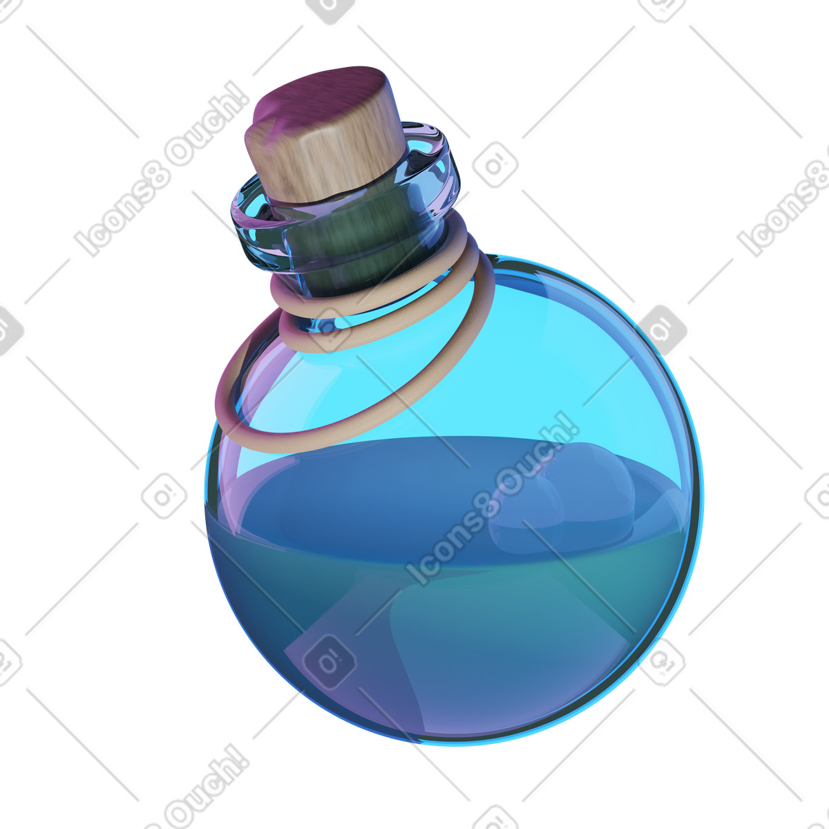 Illustration Bouteille avec potion dans le style 3D Holidays à télécharger aux formats PNG, SVG