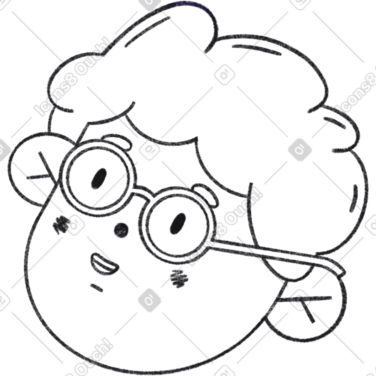Bonbon Line 스타일의 Boy with glasses 일러스트레이션 PNG, SVG 다운로드
