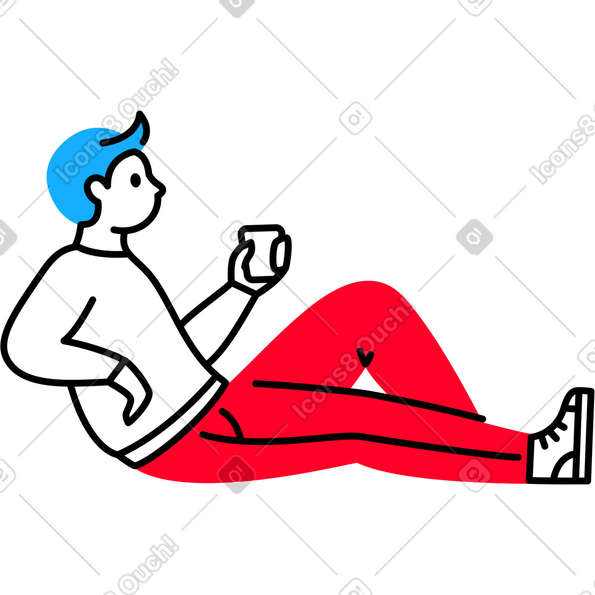 Transistor スタイルの 横になっている男 のイラストをPNG、SVG形式でダウンロード