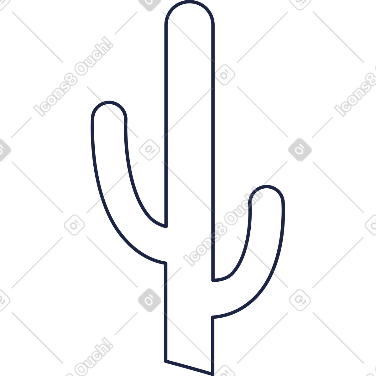 Cactus line illustration in Urban style download in PNG, SVG