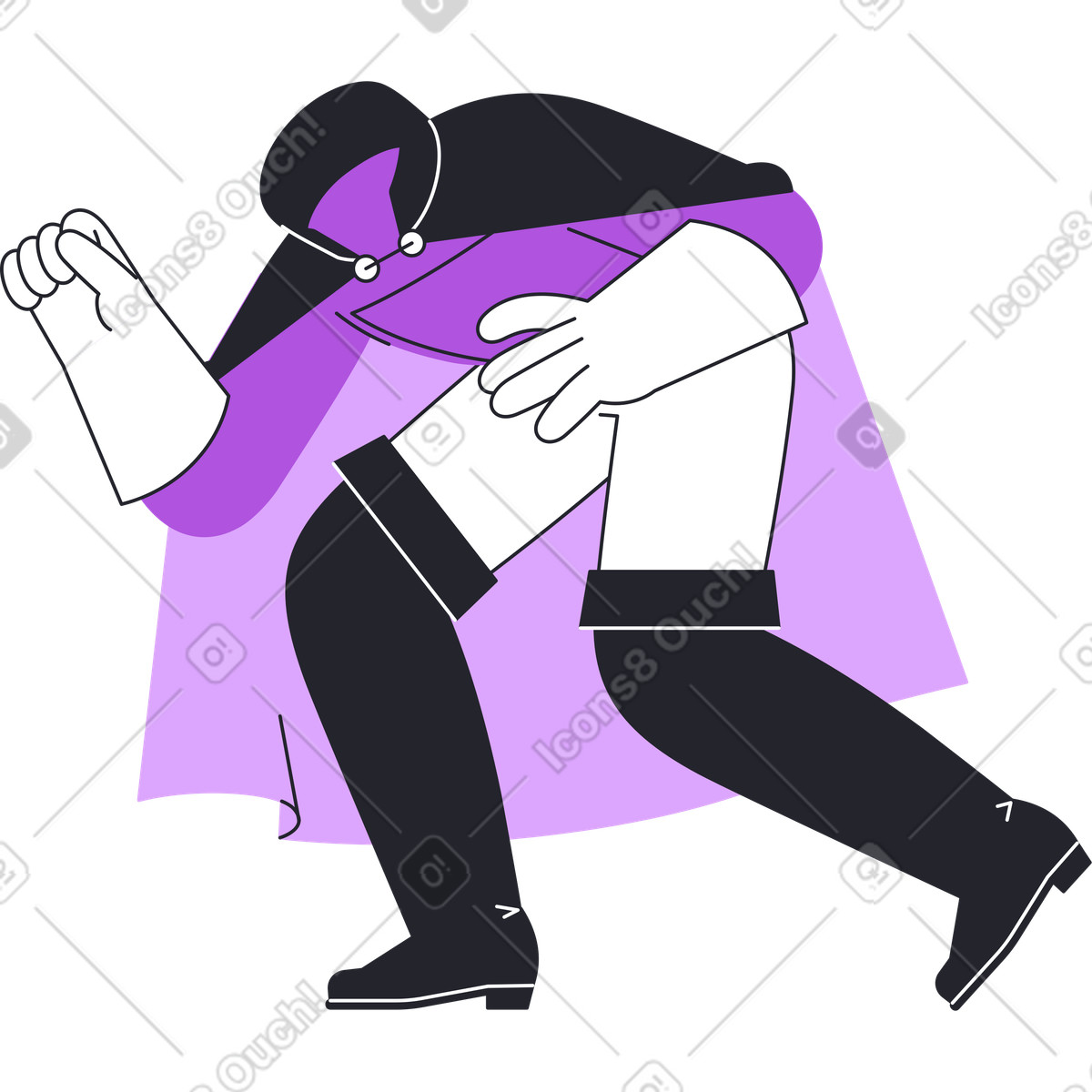 Headless horseman bending forward illustration in Grapy style download in PNG, SVG