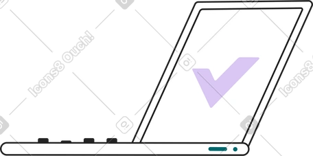Open laptop with checkmark on screen PNG, SVG