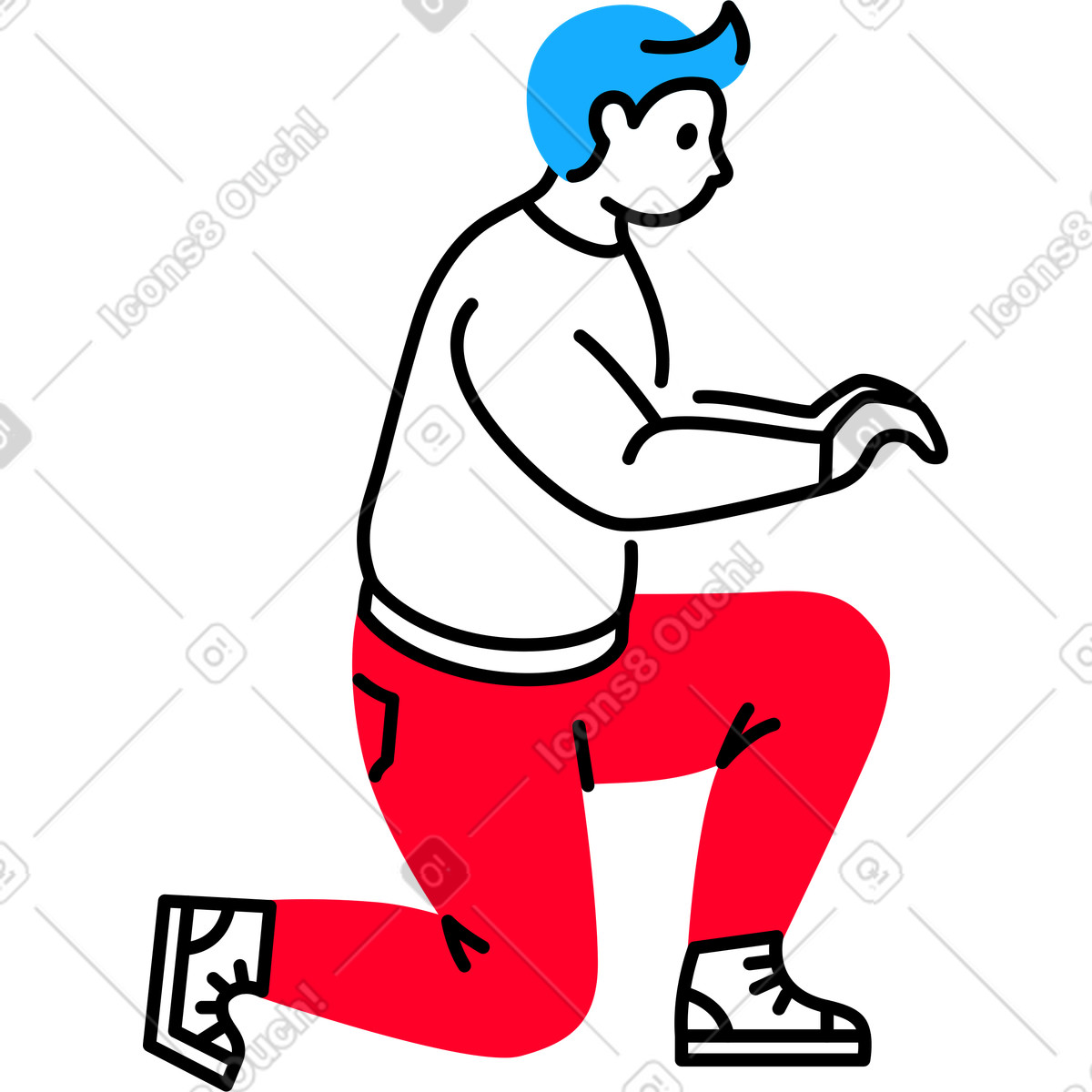 Ilustración Hombre arrodillado en estilo Transistor a descargar en PNG y SVG