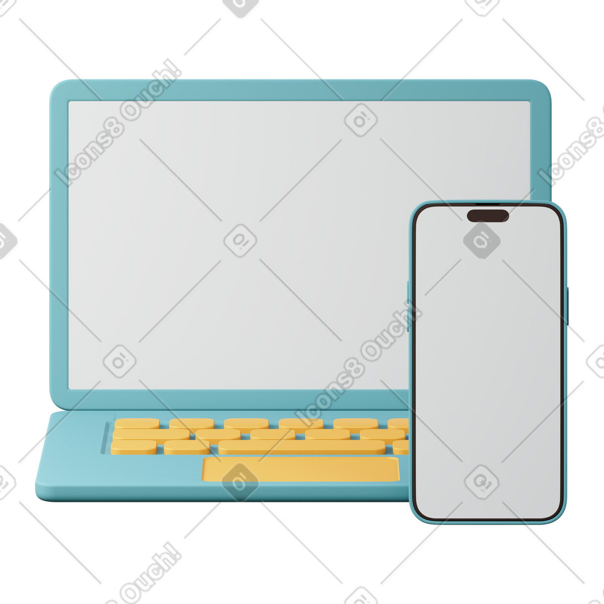 Multiple devices illustration in 3D Sugary style download in PNG, SVG