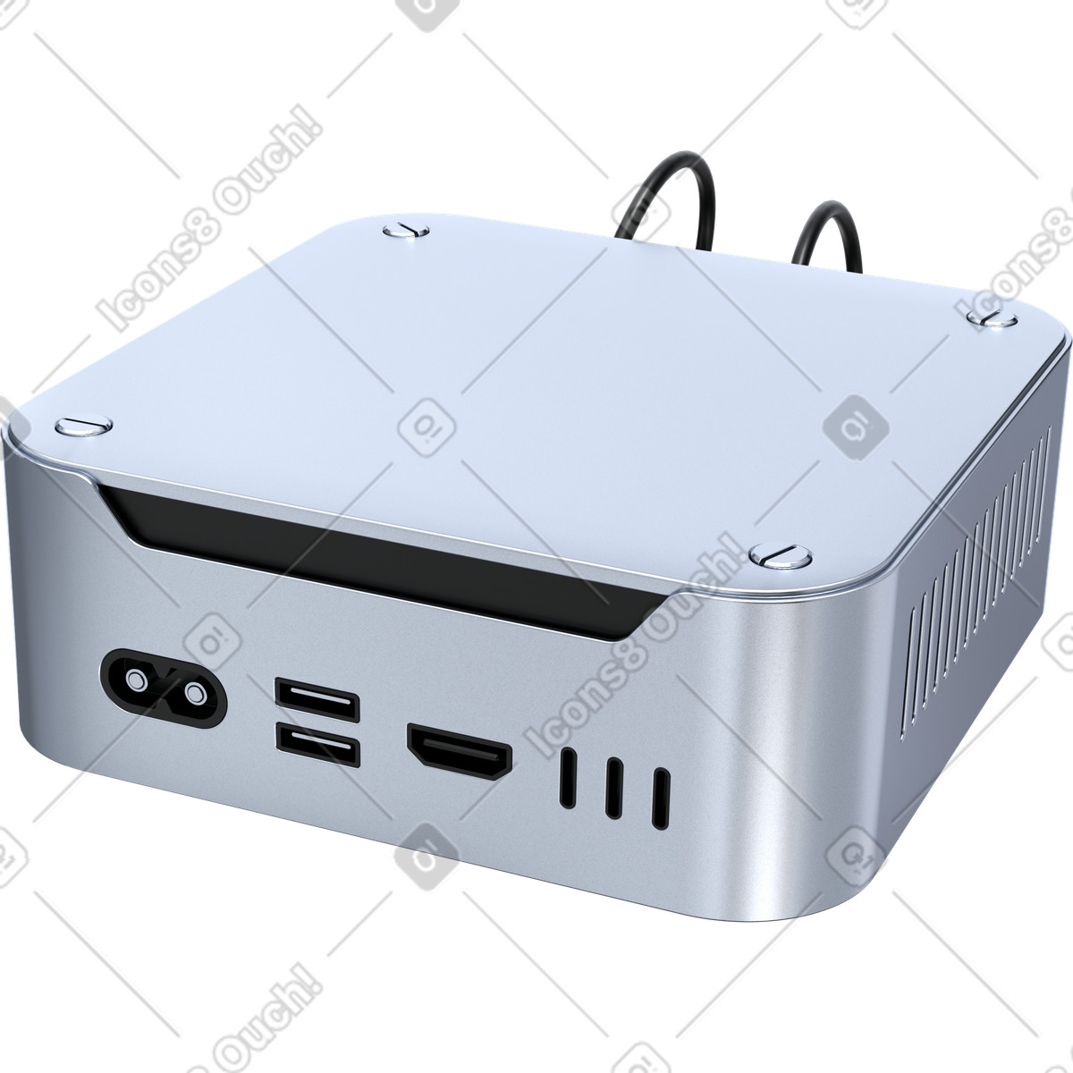 Small form factor desktop PC case for home office illustration in 3D Pro style download in PNG, SVG