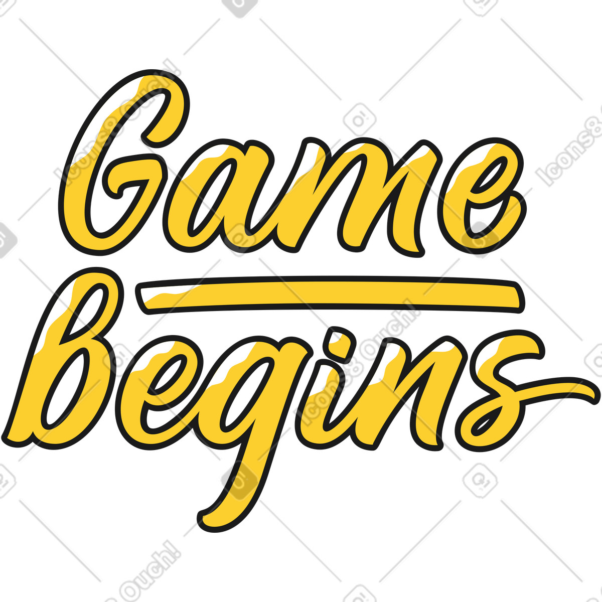 Illustration Lettering game begins dans le style Taxi à télécharger aux formats PNG, SVG