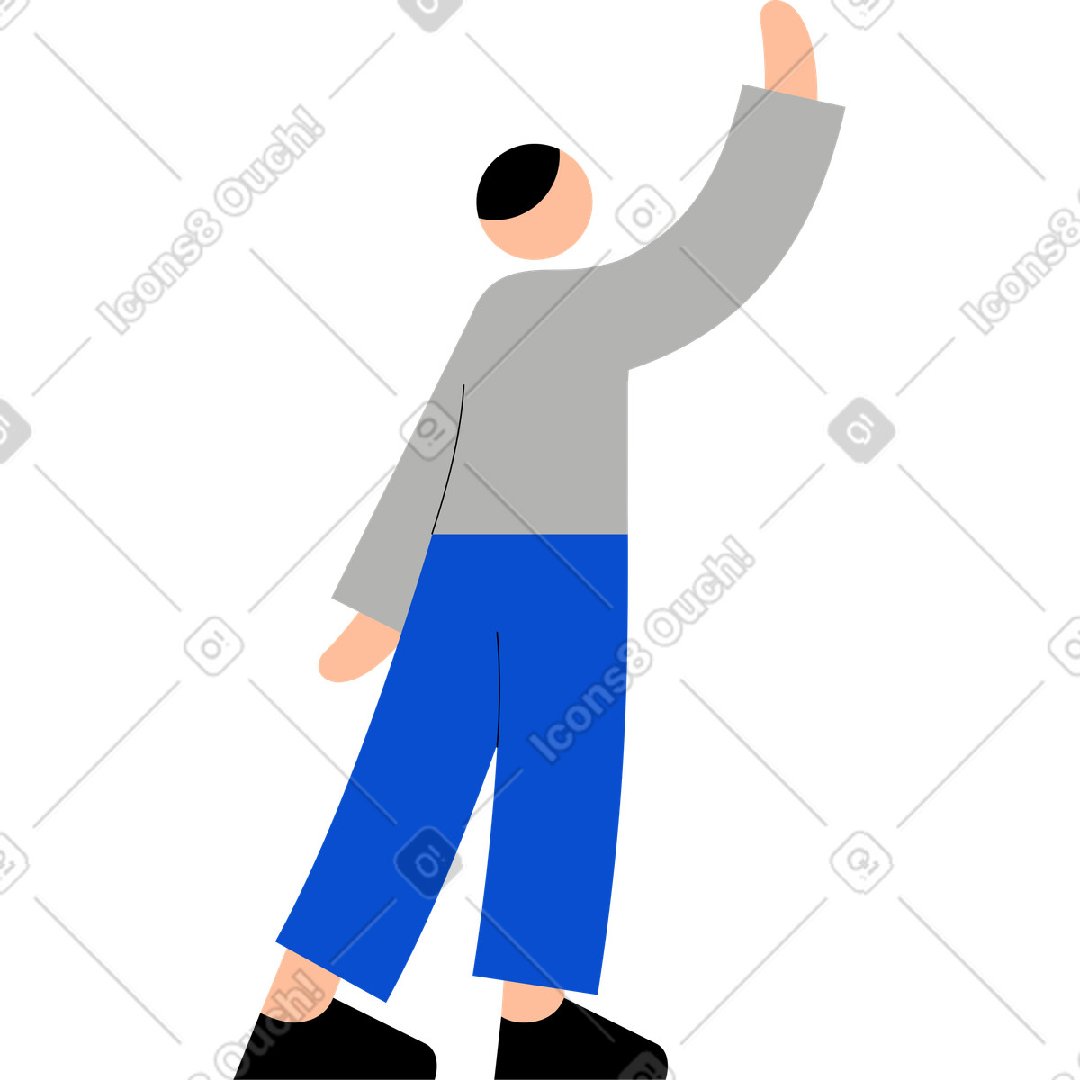 Junger mann hebt seine hand-Illustration im Tiny-Stil als Download in PNG, SVG