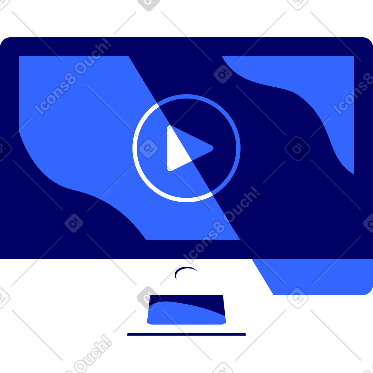 Computer monitor with video player illustration in Lounge style download in PNG, SVG