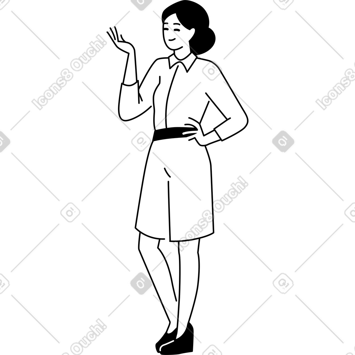 Woman with her hand raised illustration in Weekday style download in PNG, SVG