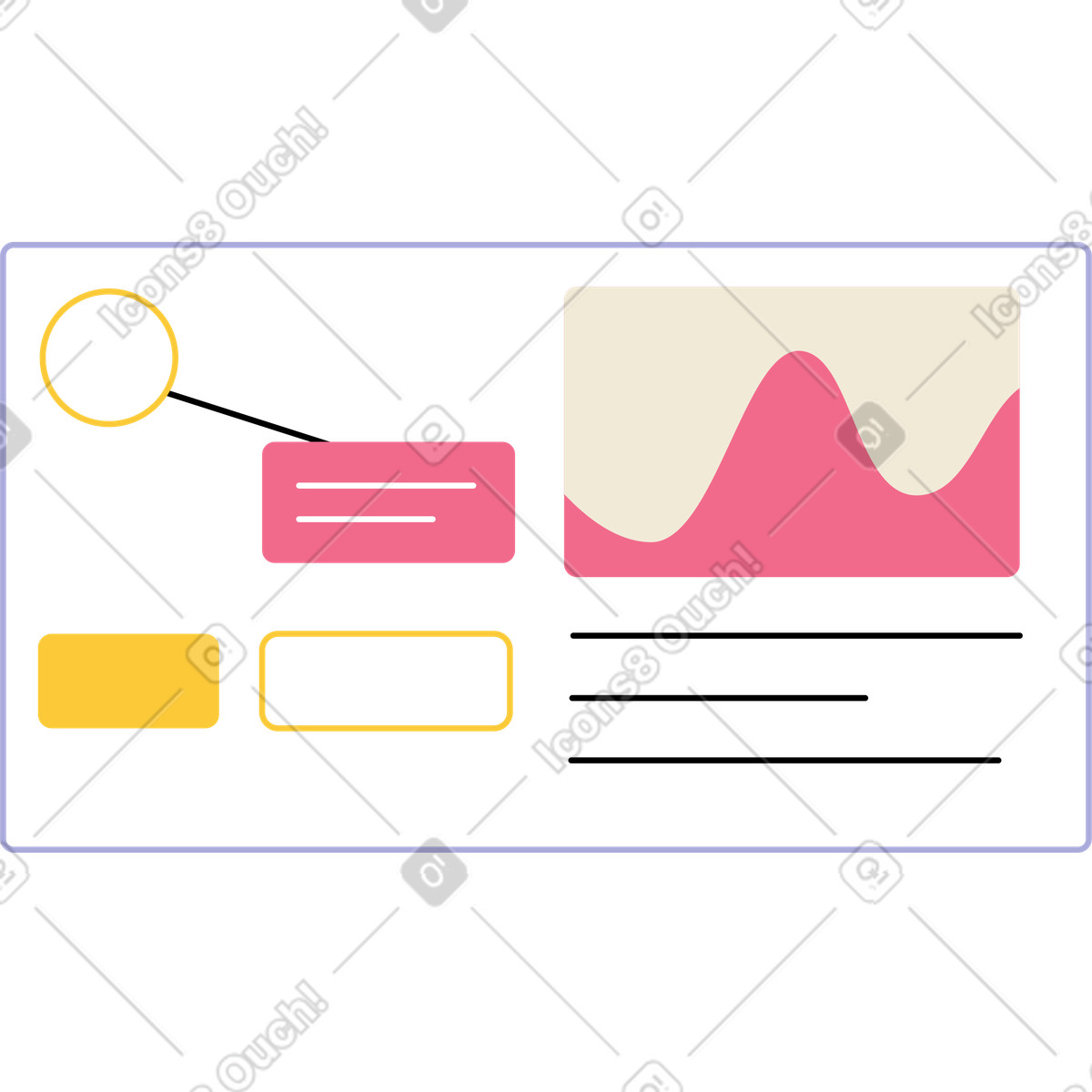 Information board with search animated illustration in Juicy style download in GIF, Lottie (JSON), AE