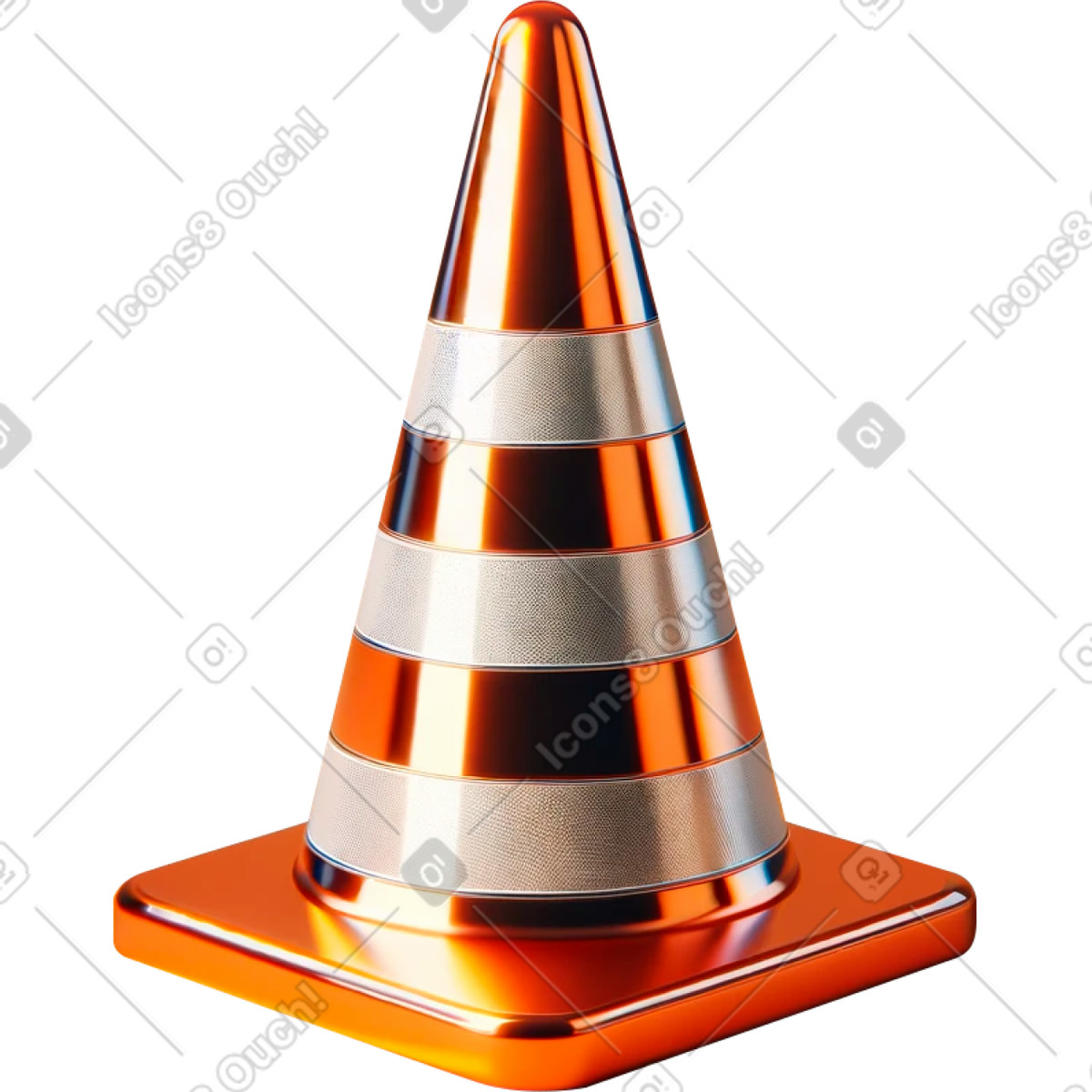 Orangefarbener verkehrskegel-Illustration im Chromed-Stil als Download in PNG, SVG