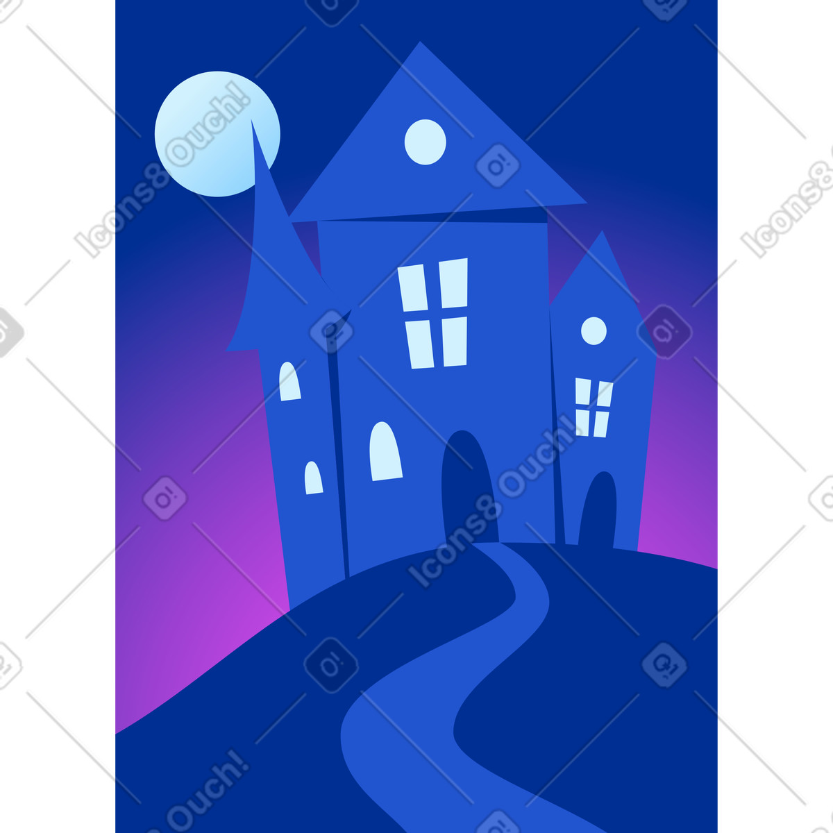 Spooky house illustration in Glossy style download in PNG, SVG