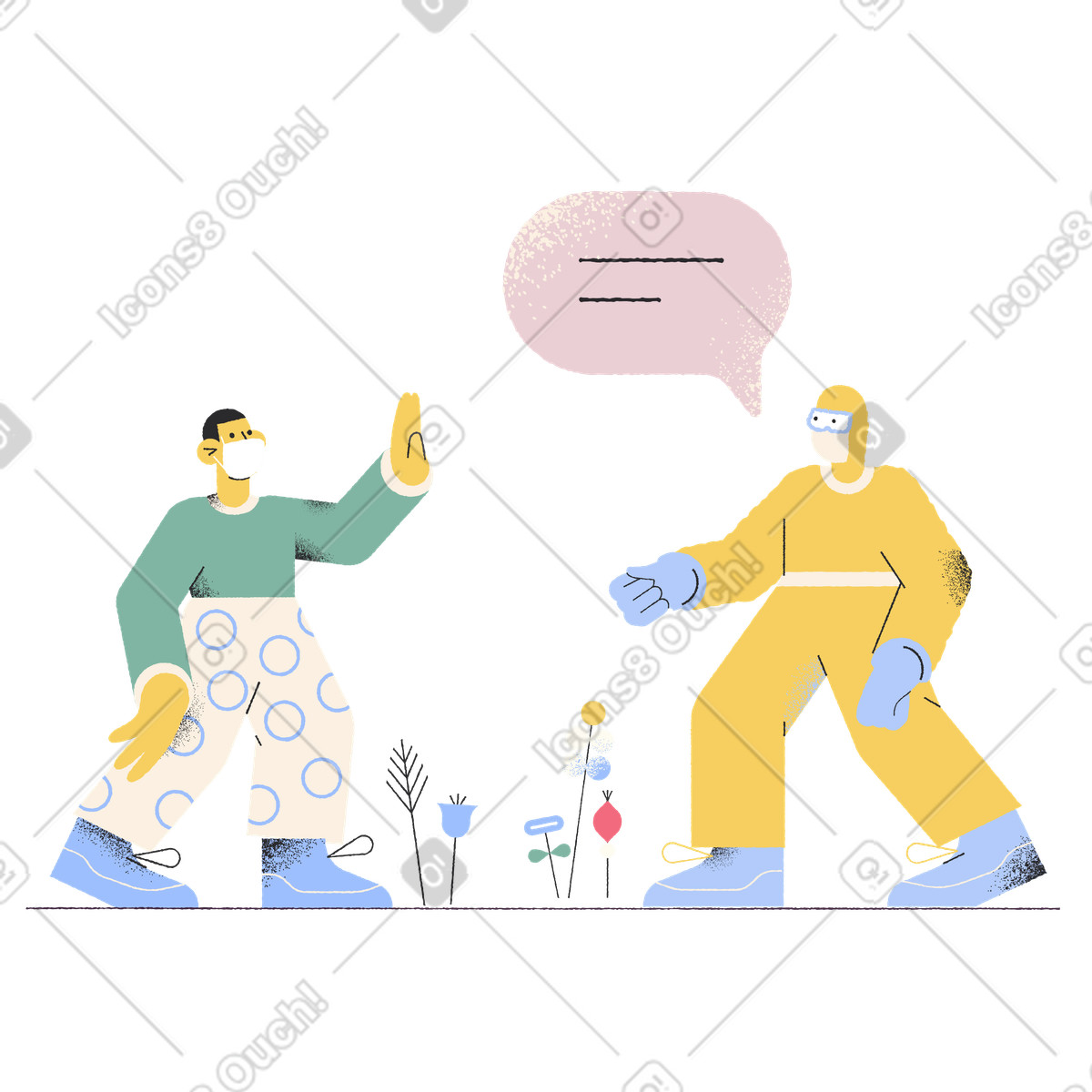 Pablo スタイルの 人混みを避ける のイラストをPNG、SVG形式でダウンロード