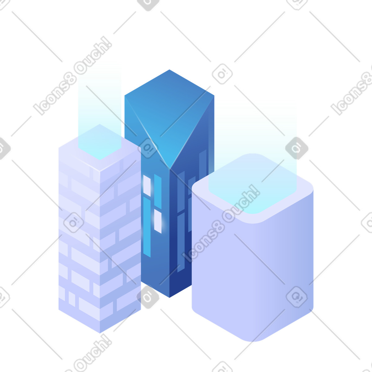 Illustration Paysage urbain abstrait avec de hauts immeubles, urbanisme et design dans le style Quantum à télécharger aux formats PNG, SVG