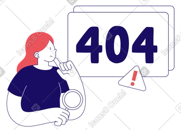 Woman searching and getting 404 error  PNG, SVG