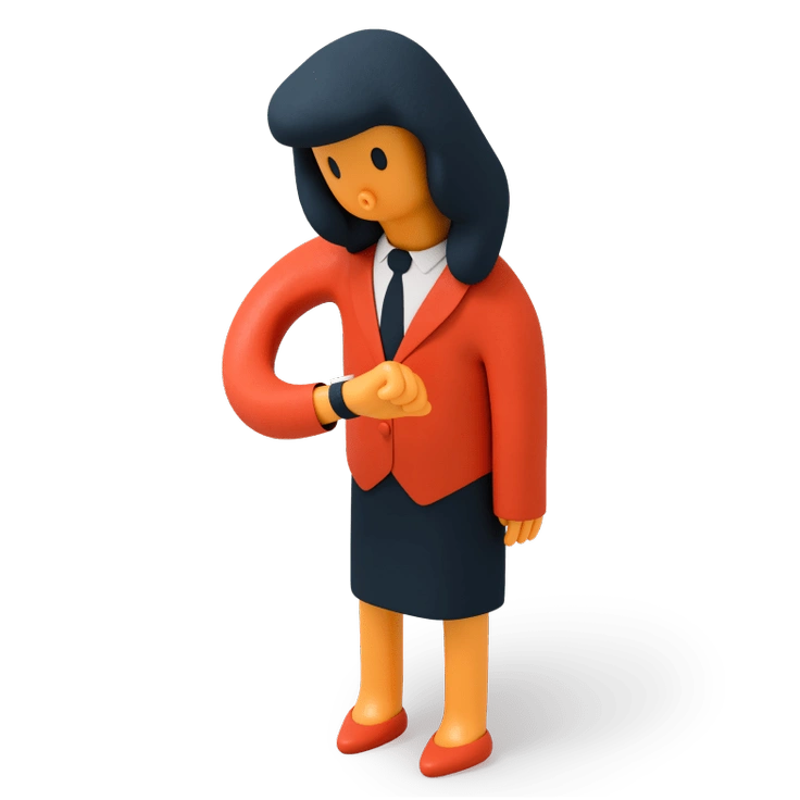A woman checking her watch - 3D Flame style illustration