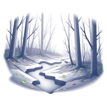 Tiny rivulets forming in the woods as spring melt begins