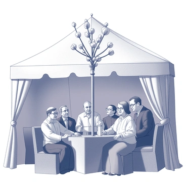 Aaron's rod miraculously blossoming with almond flowers in a tent filled with leaders