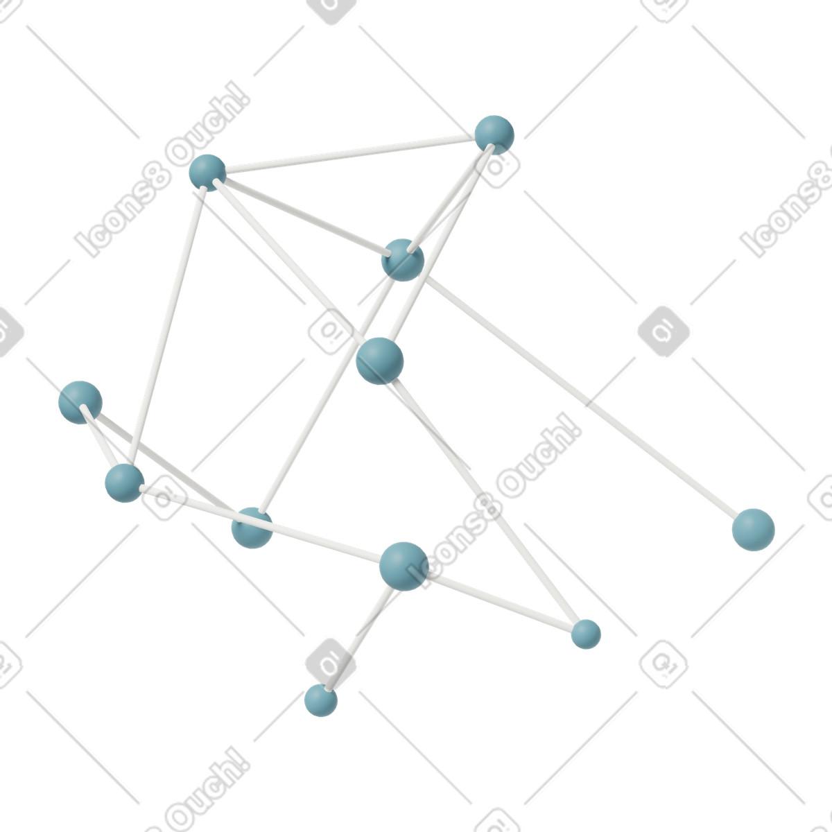 3D Casual life スタイルの Molecule with blue atoms のイラストをPNG、SVG形式でダウンロード