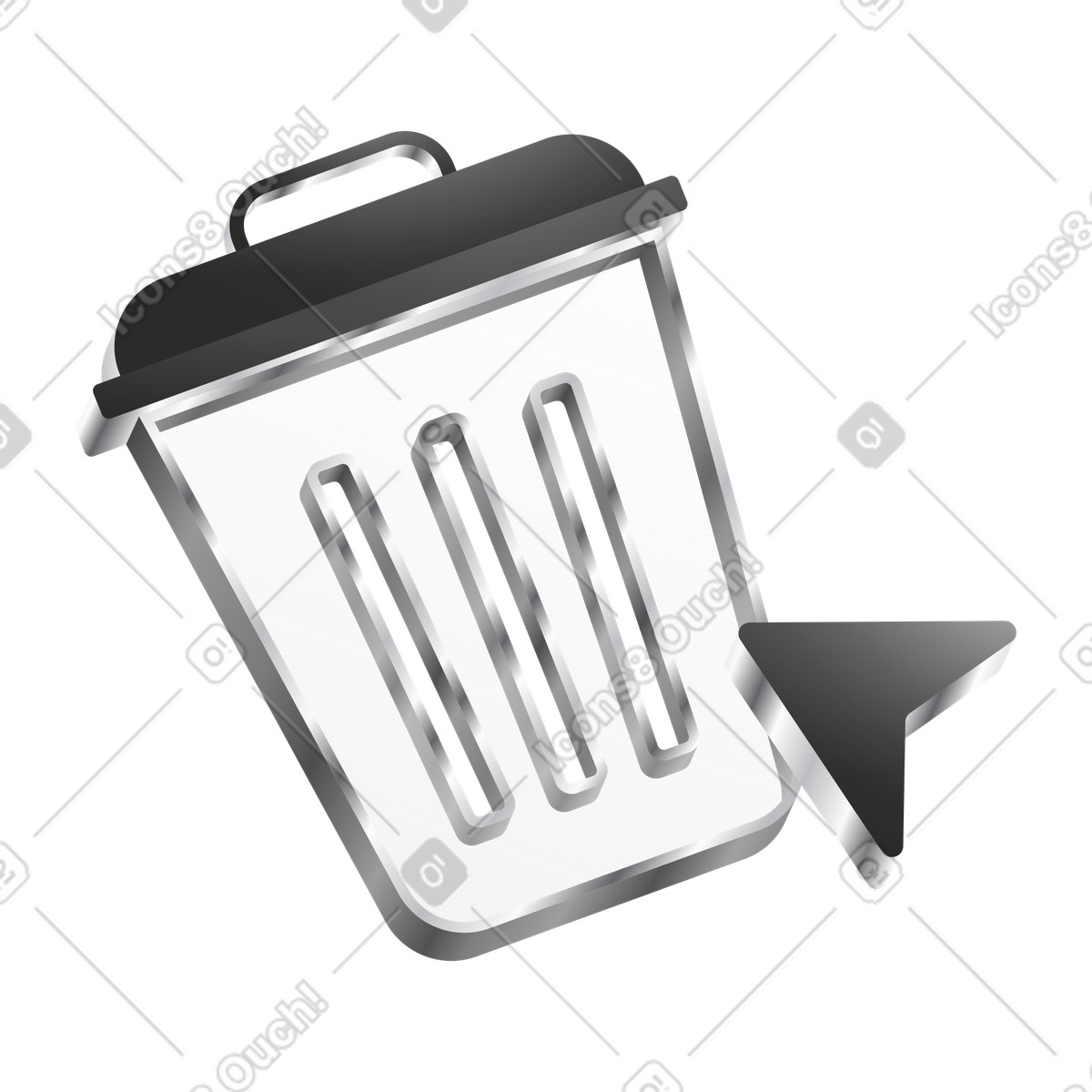 Token スタイルの Cursor clicking trash bin icon for delete action のイラストをPNG、SVG形式でダウンロード