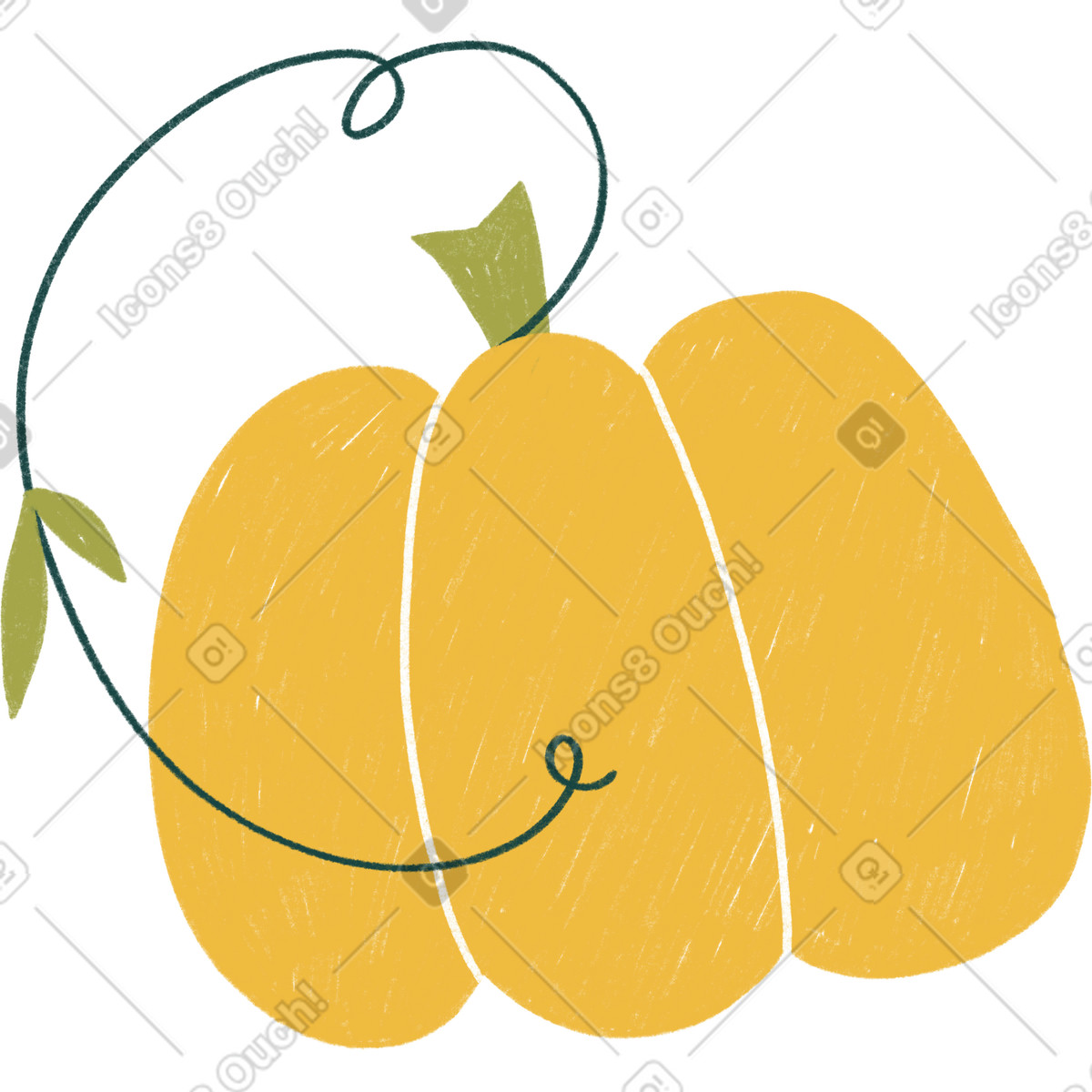 Yellow pumpkin-Illustration im Tutti-Stil als Download in PNG, SVG