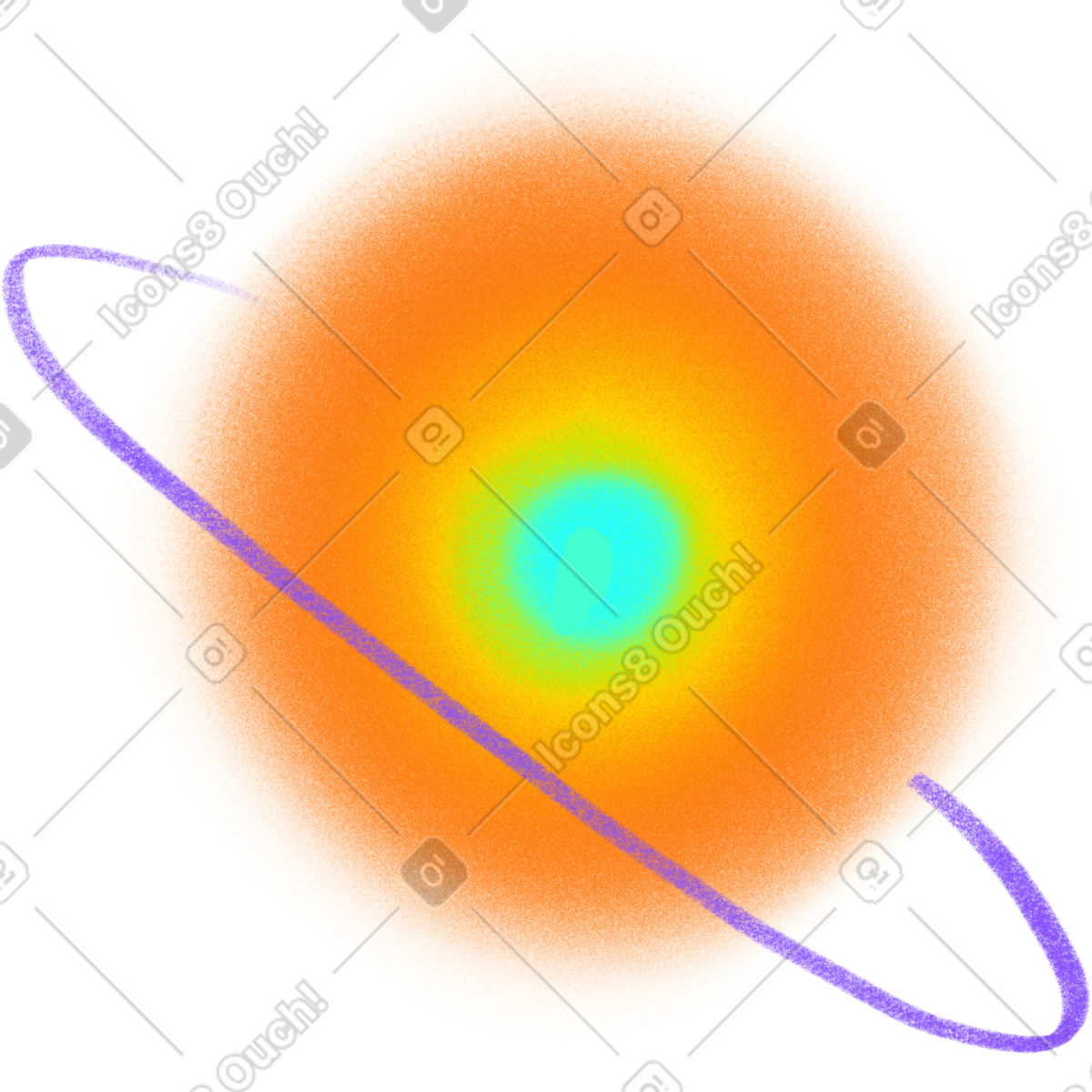 Orange planet with ring illustration in Doodle style download in PNG, SVG