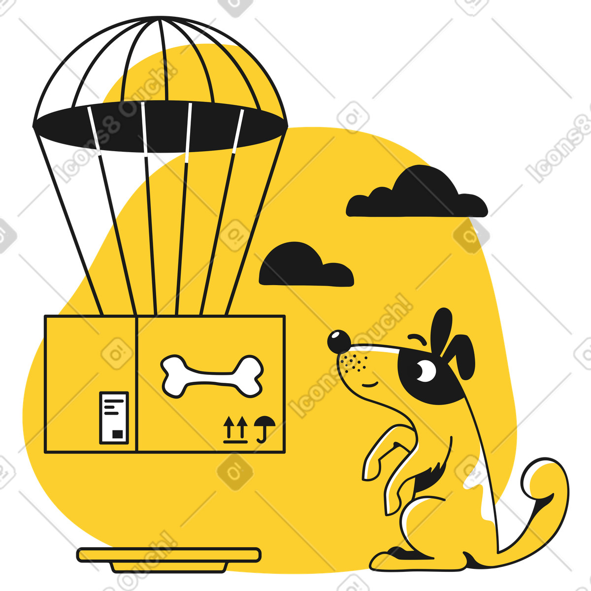 Knochenlieferung für einen hund-Illustration im Taxi-Stil als Download in PNG, SVG