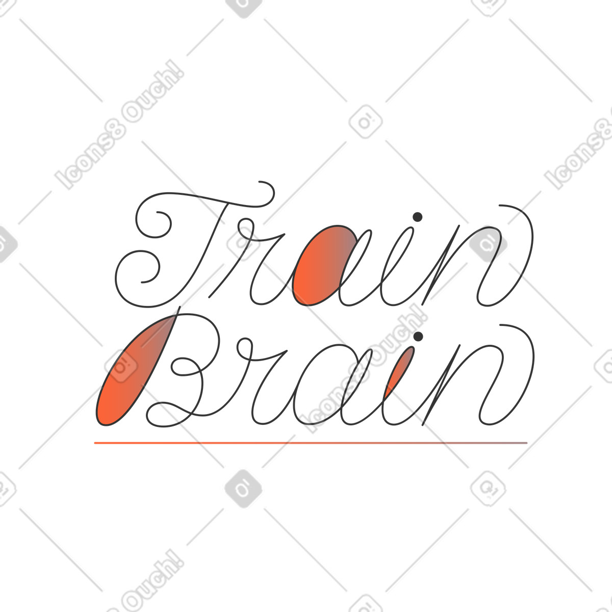 Lettering train brain illustrazione in stile Crayon scarica in PNG, SVG