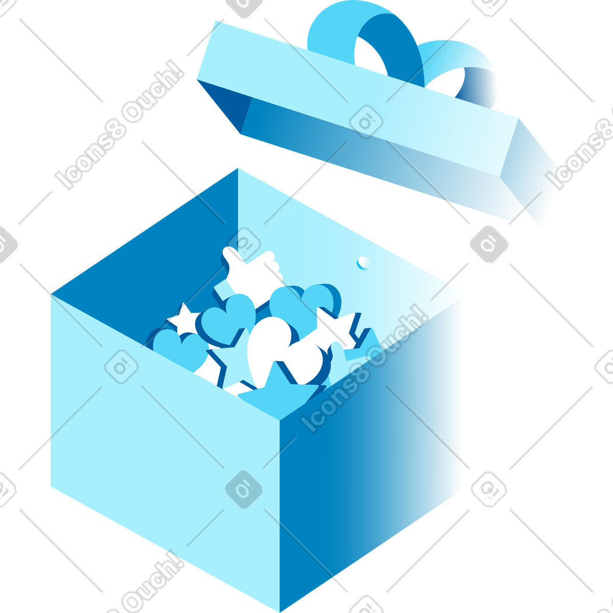 Box mit like-Illustration im Icy-Stil als Download in PNG, SVG