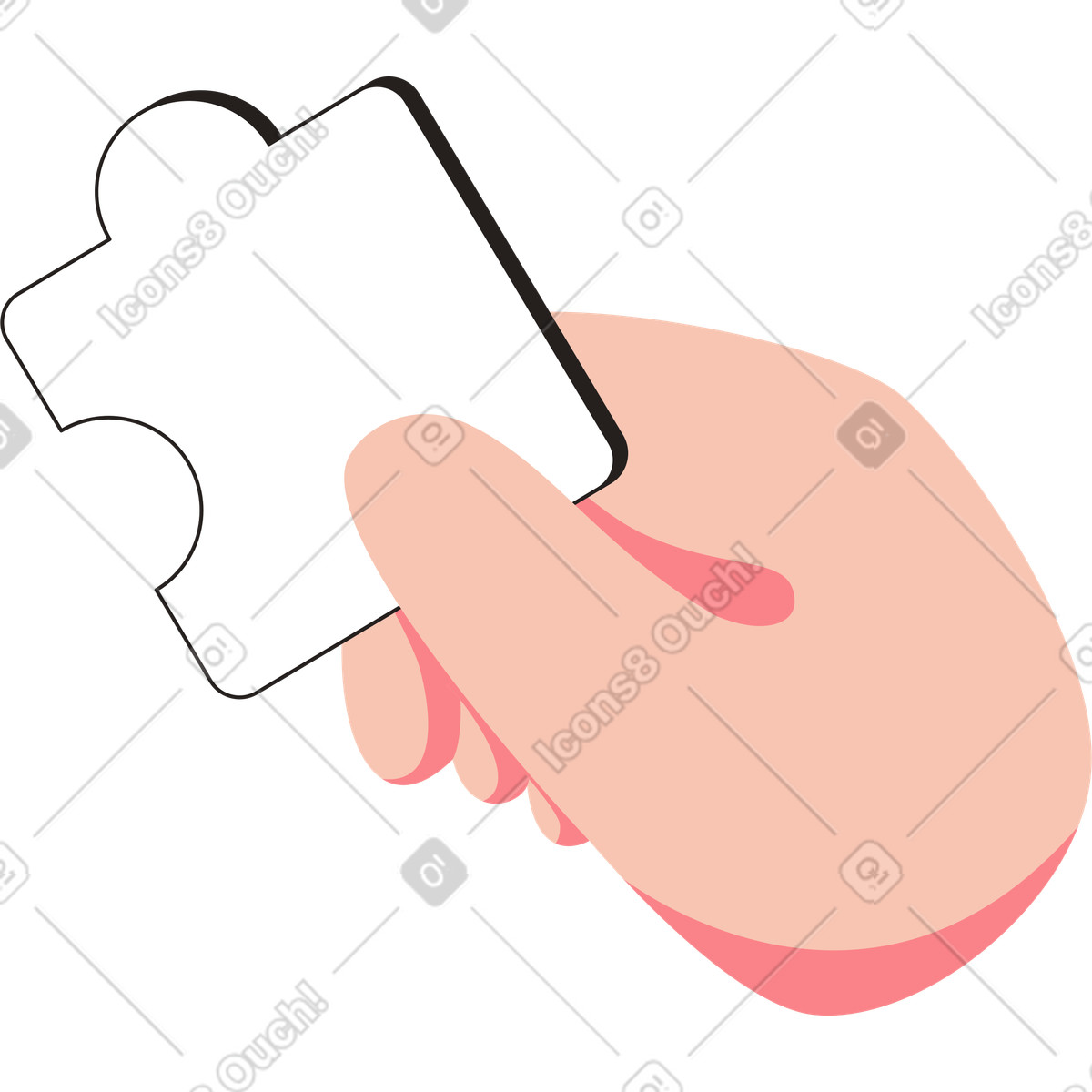 Illustration Main tenant une pièce de puzzle dans le style Like à télécharger aux formats PNG, SVG